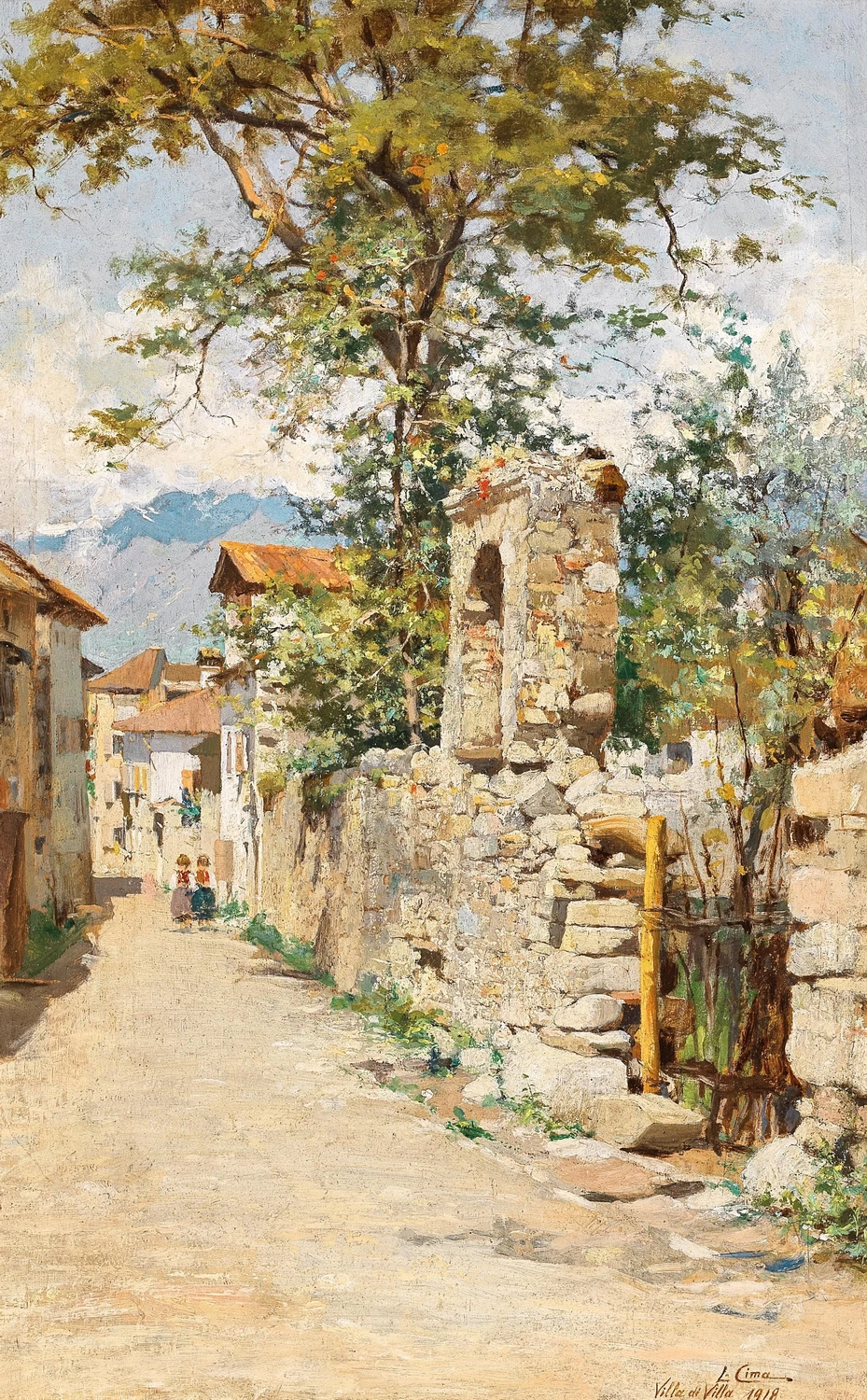 Una scena di strada del sud con due bambini - 1918
